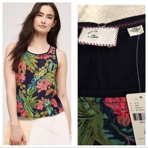 ANTHRO “Lille” Navy Floral Tank by Postmark
